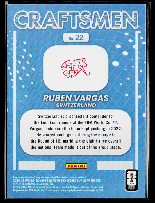 2025-26 Donruss Road to FIFA World Cup #22 Ruben Vargas Craftsen