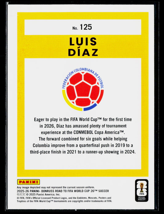 2025-26 Donruss Road to FIFA World Cup #125 Luis Diaz