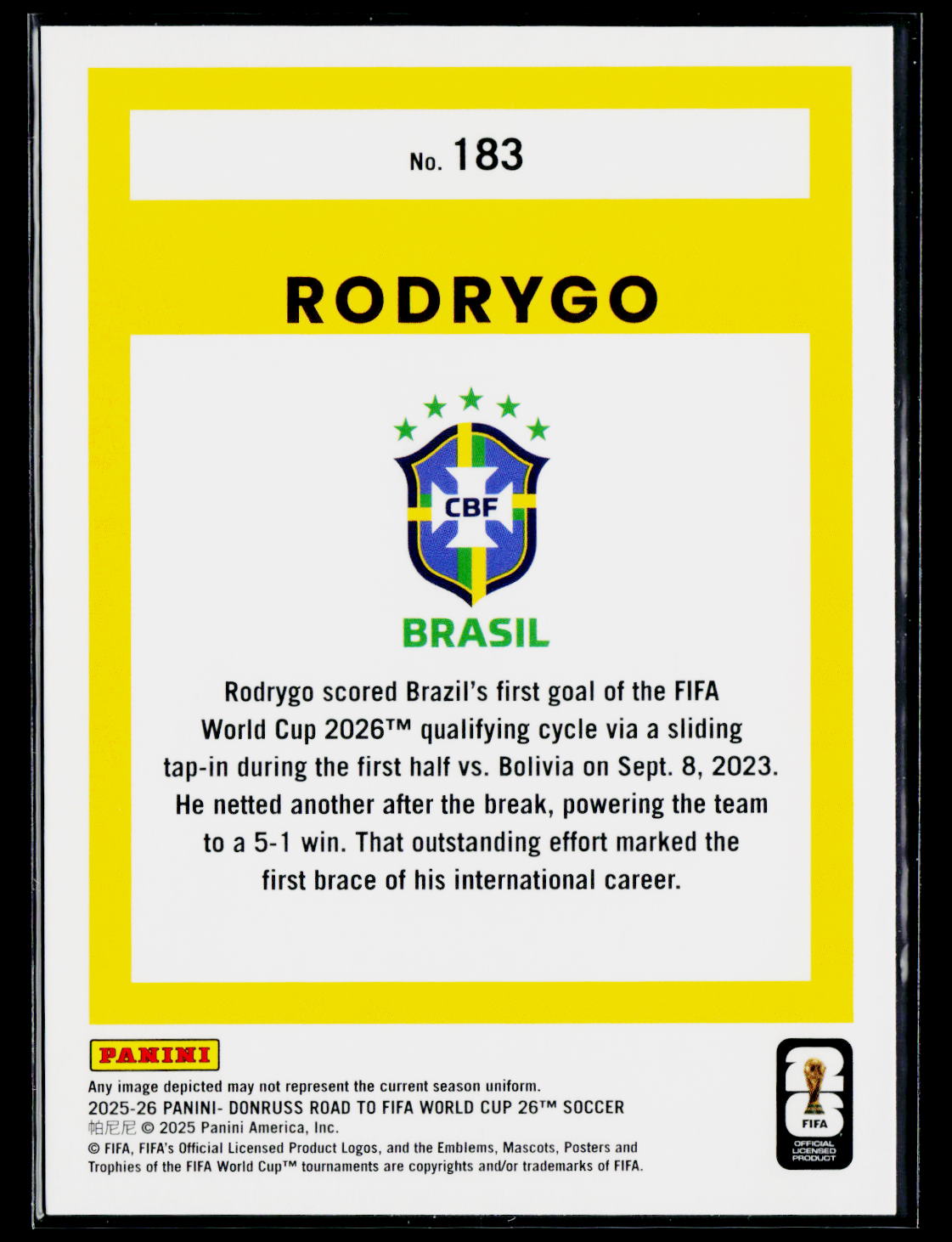 2025-26 Donruss Road to FIFA World Cup #183 Rodrygo