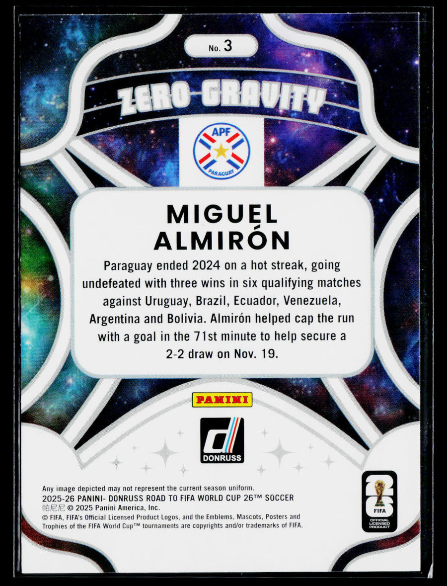 2025-26 Donruss Road to FIFA World Cup #3 Miguel Almirón Zero Gravity