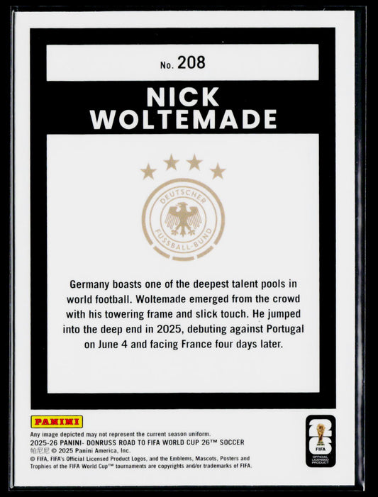 2025-26 Donruss Road to FIFA World Cup #208 Nick Woltemade