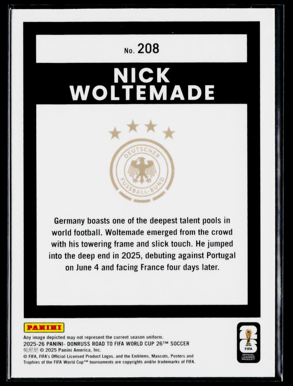2025-26 Donruss Road to FIFA World Cup #208 Nick Woltemade