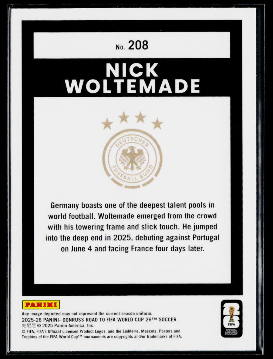 2025-26 Donruss Road to FIFA World Cup #208 Nick Woltemade