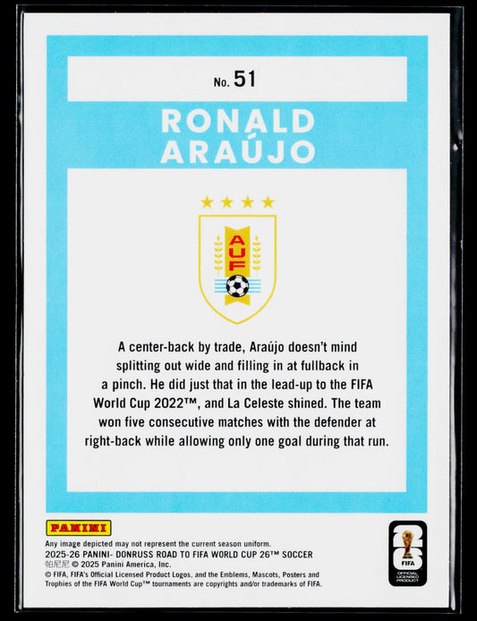 2025-26 Donruss Road to FIFA World Cup #51 Ronald Araujo