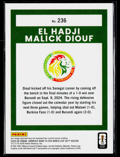 2025-26 Donruss Road to FIFA World Cup #236 El Hadji Malick Diouf