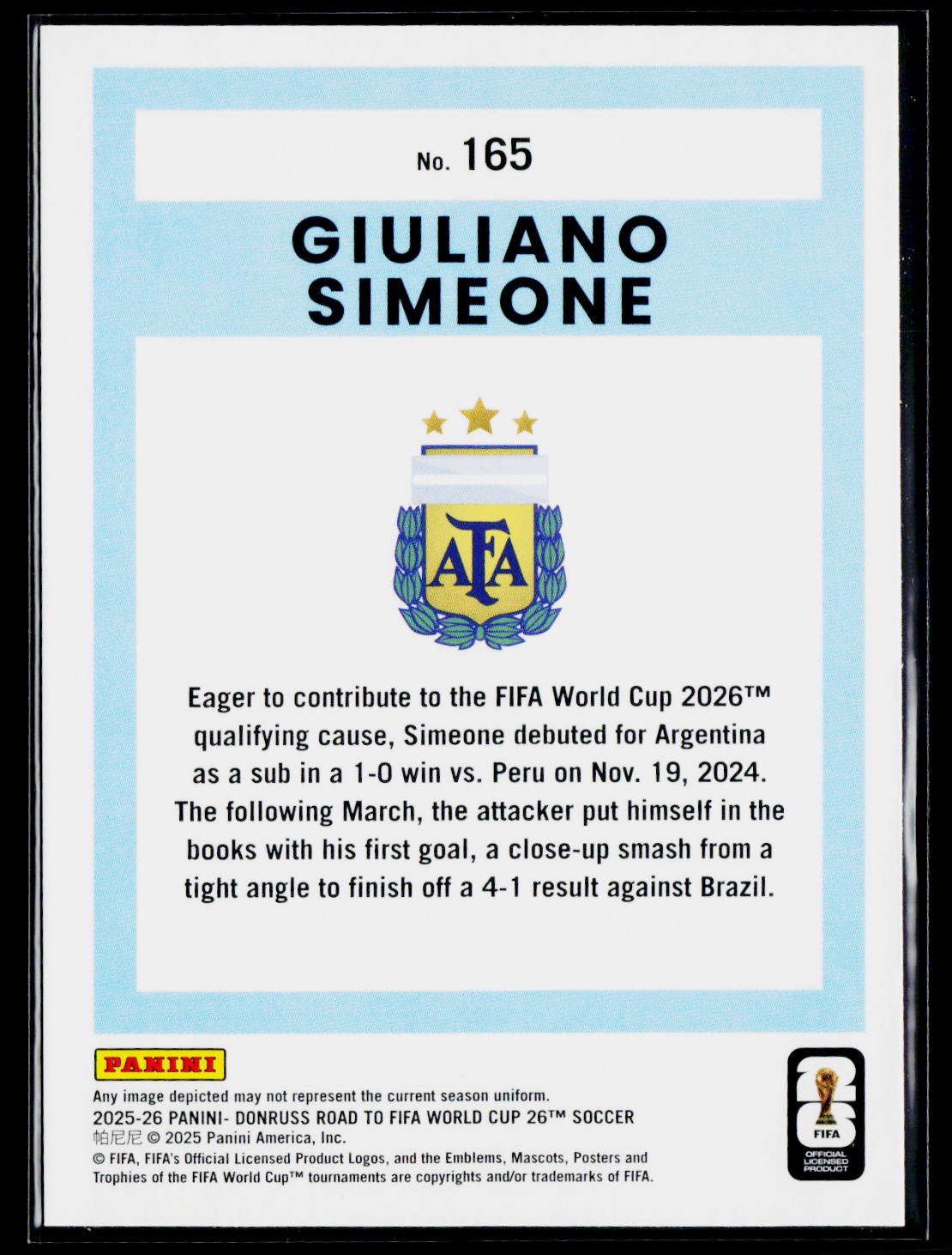 2025-26 Donruss Road to FIFA World Cup #165 Giuliano