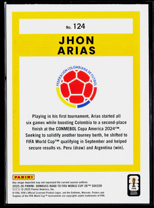 2025-26 Donruss Road to FIFA World Cup #124 Jhon Arias