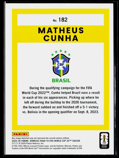 2025-26 Donruss Road to FIFA World Cup #182 Matheus Cunha