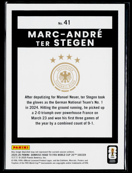 2025-26 Donruss Road to FIFA World Cup #41 Marc-Andre ter Stegen
