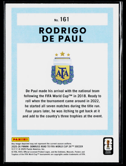 2025-26 Donruss Road to FIFA World Cup #161 Rodrigo de Paul