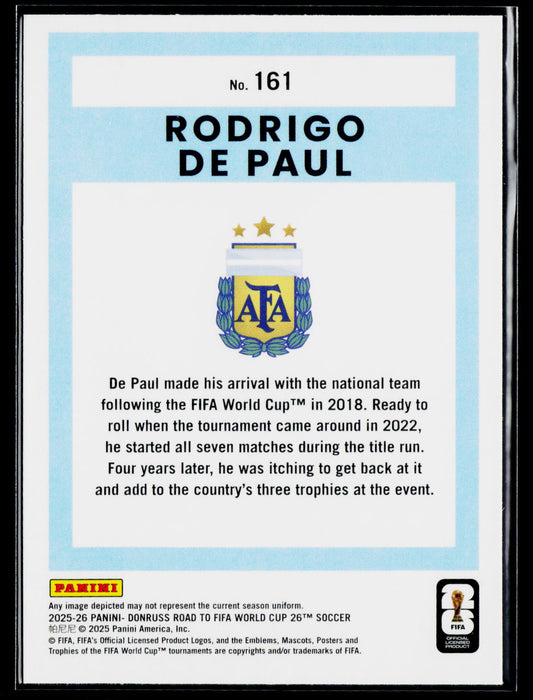 2025-26 Donruss Road to FIFA World Cup #161 Rodrigo de Paul