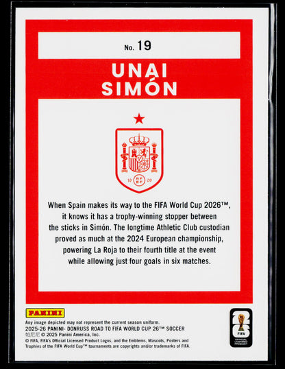 2025-26 Donruss Road to FIFA World Cup #19 Unai Simon