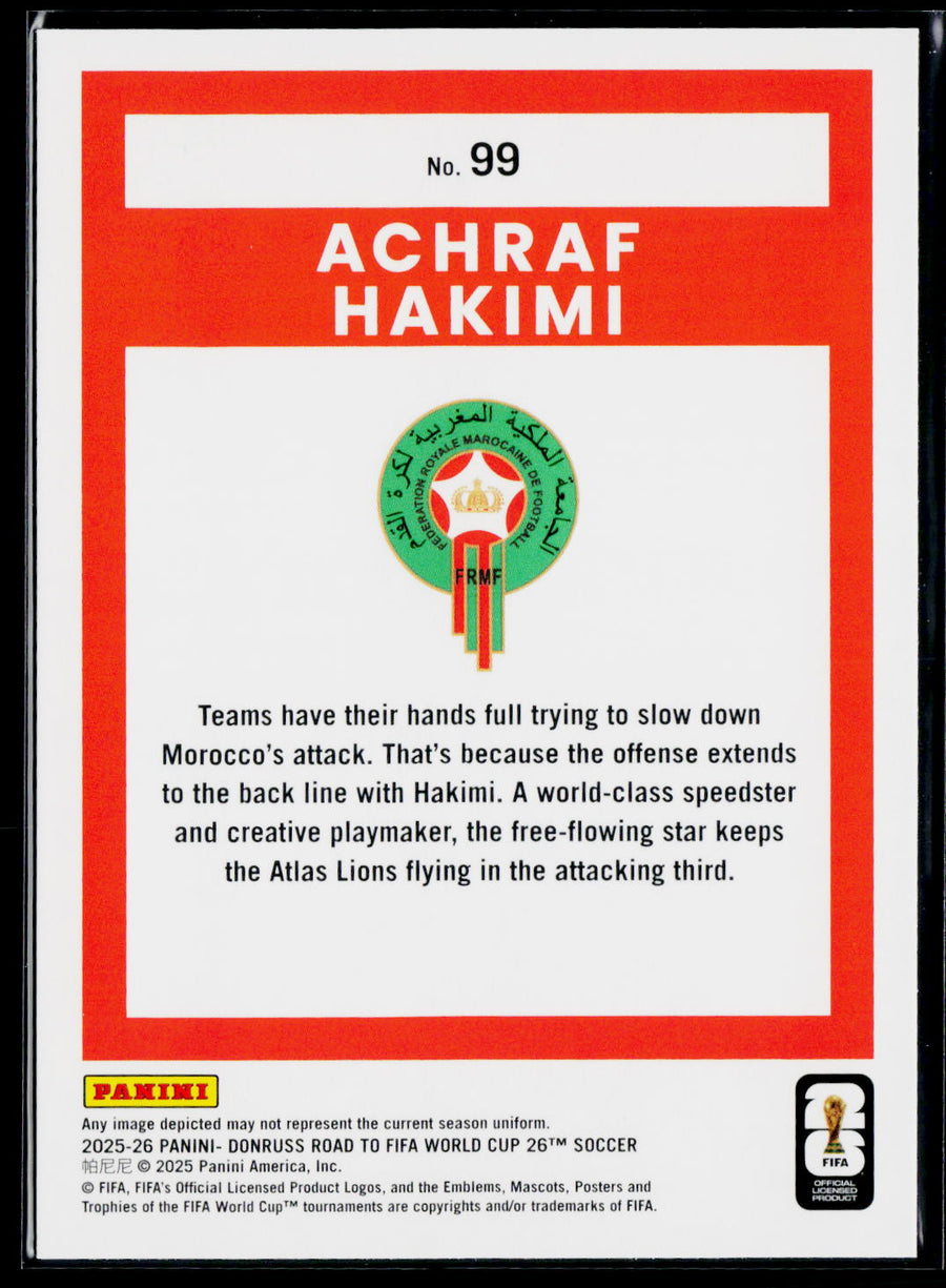 2025-26 Donruss Road to FIFA World Cup #99 Achraf Hakimi