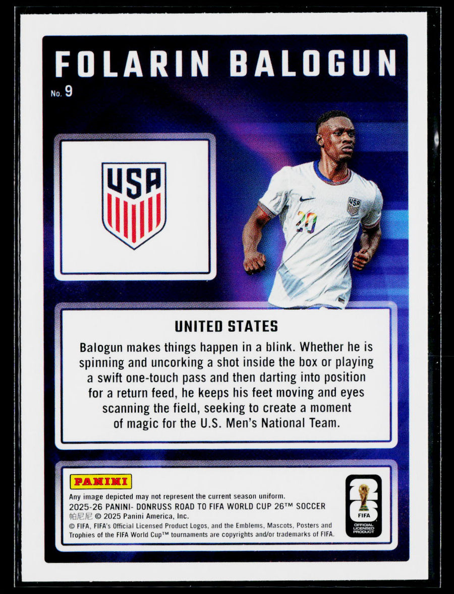 2025-26 Donruss Road to FIFA World Cup #9 Folarin Balogun Magicians