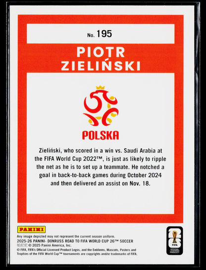 2025-26 Donruss Road to FIFA World Cup #195 Piotr Zielinski