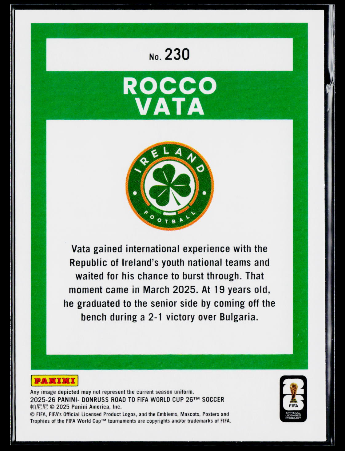 2025-26 Donruss Road to FIFA World Cup #230 Rocco Vata