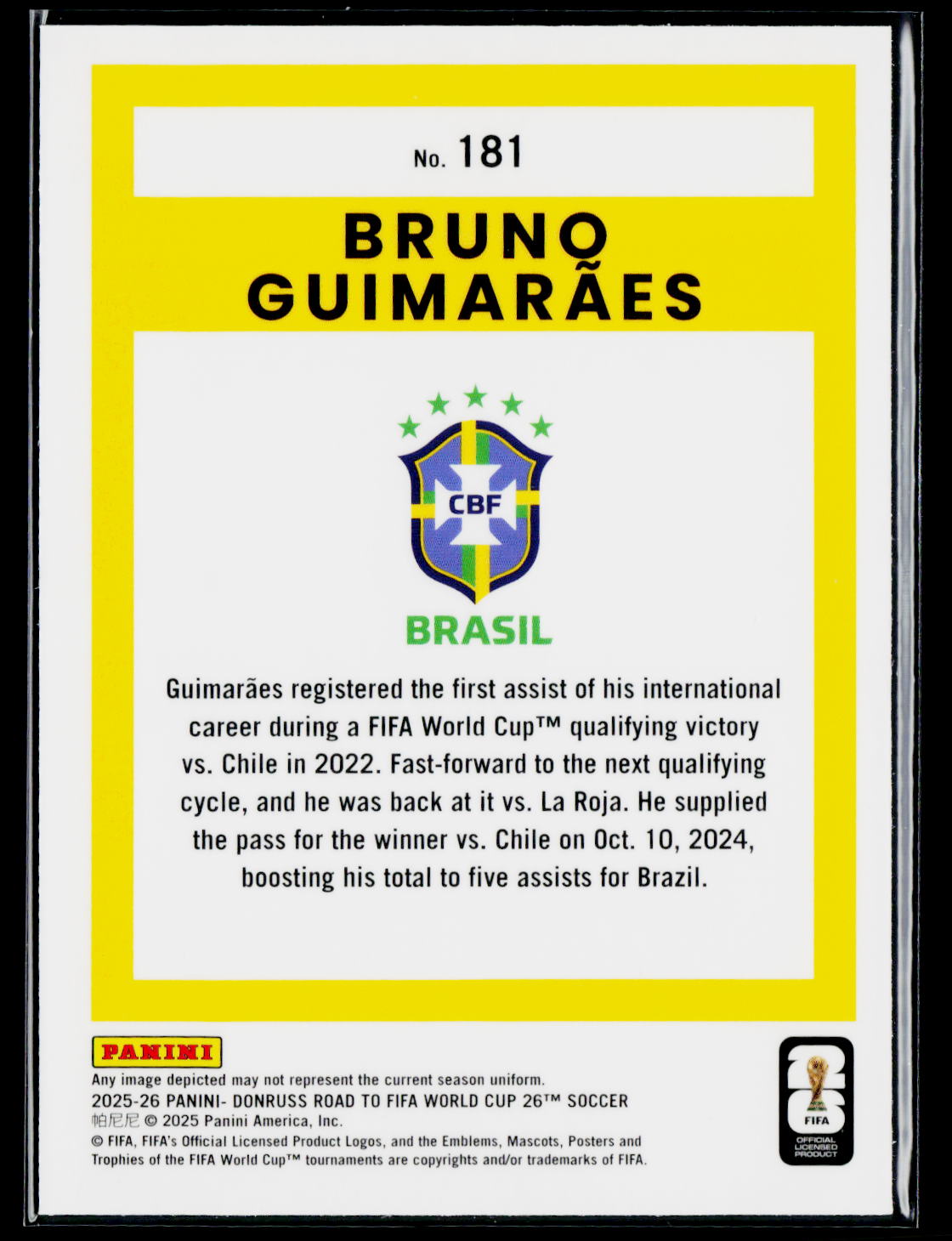 2025-26 Donruss Road to FIFA World Cup #181 Bruno Guimaraes