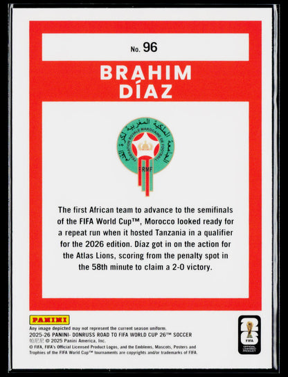 2025-26 Donruss Road to FIFA World Cup #96 Brahim Diaz
