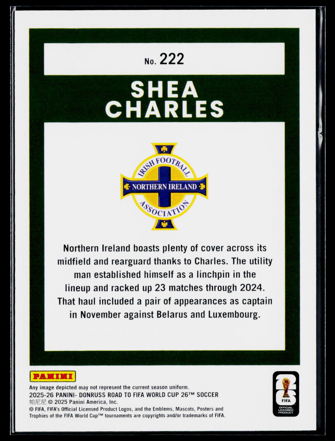 2025-26 Donruss Road to FIFA World Cup #222 Shea Charles