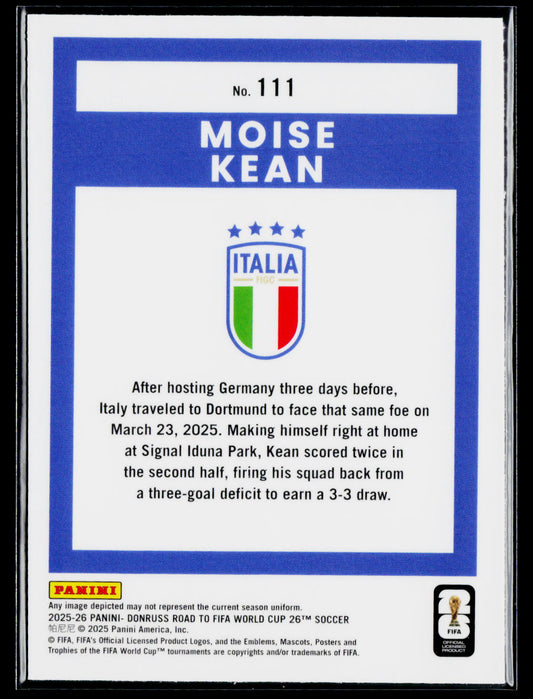 2025-26 Donruss Road to FIFA World Cup #111 Moise Kean