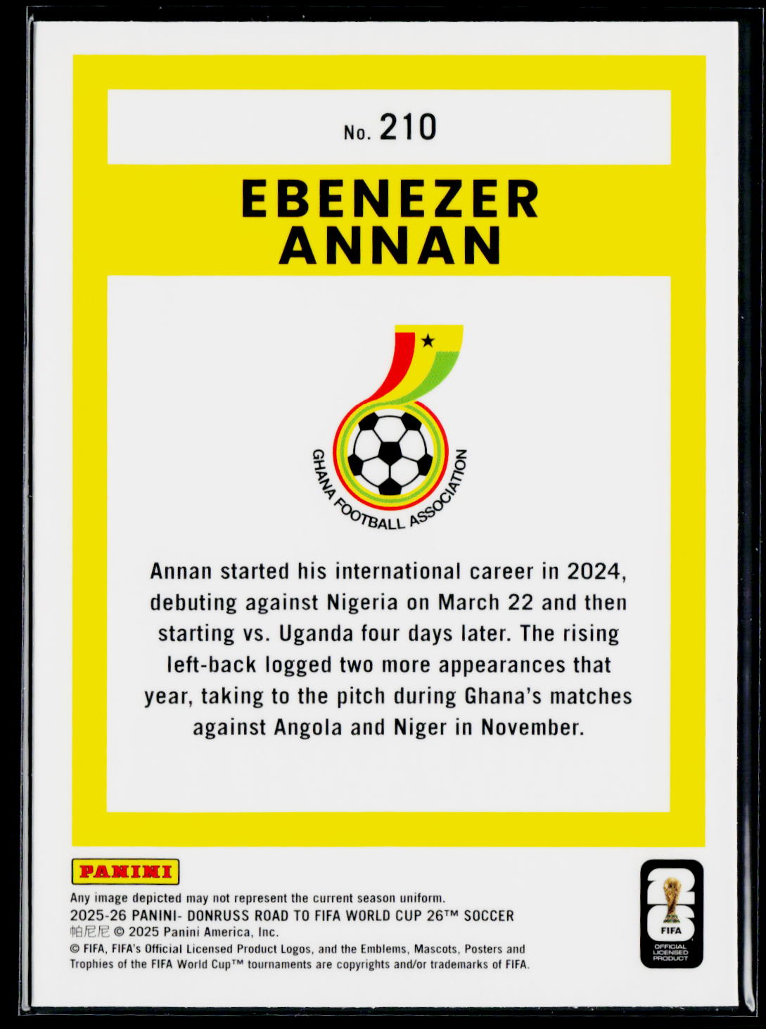 2025-26 Donruss Road to FIFA World Cup #210 Ebenezer Annan