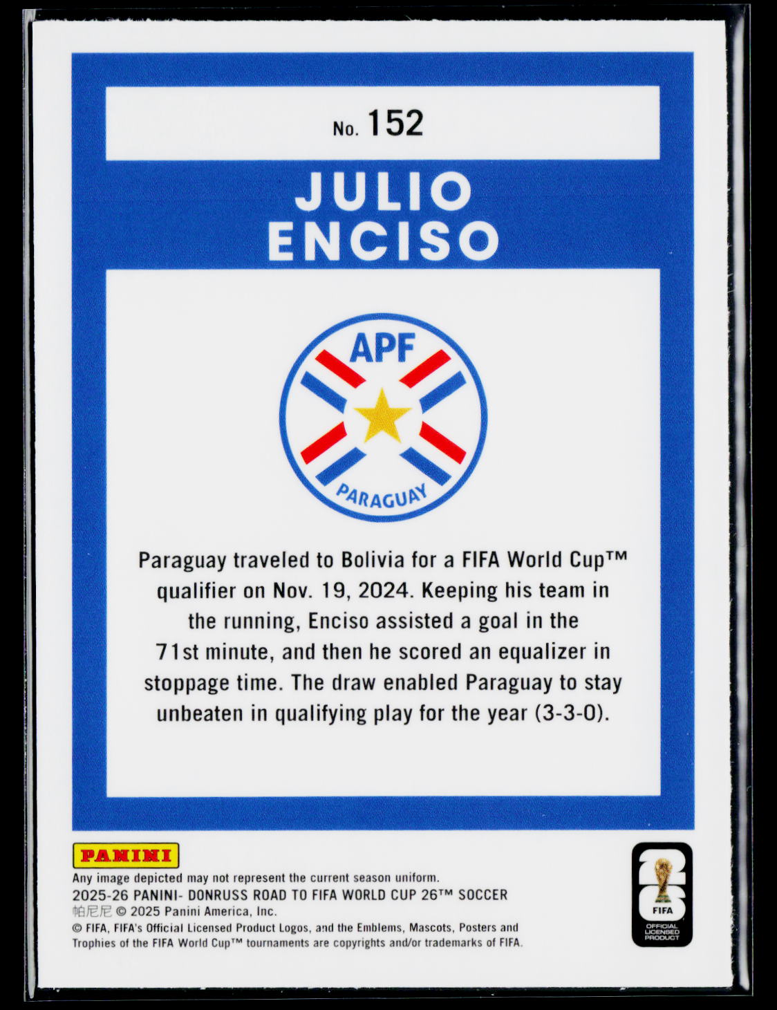 2025-26 Donruss Road to FIFA World Cup #152 Julio Enciso