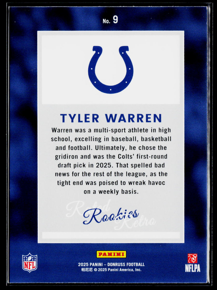 2025 Donruss #9 Tyler Warren Rated Rookies Retro