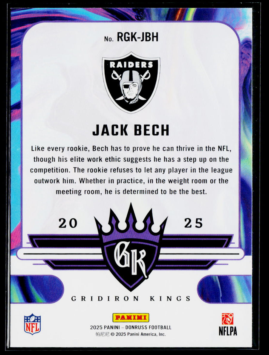 2025 Donruss #RGK-JBH Jack Bech Rookie Gridiron Kings