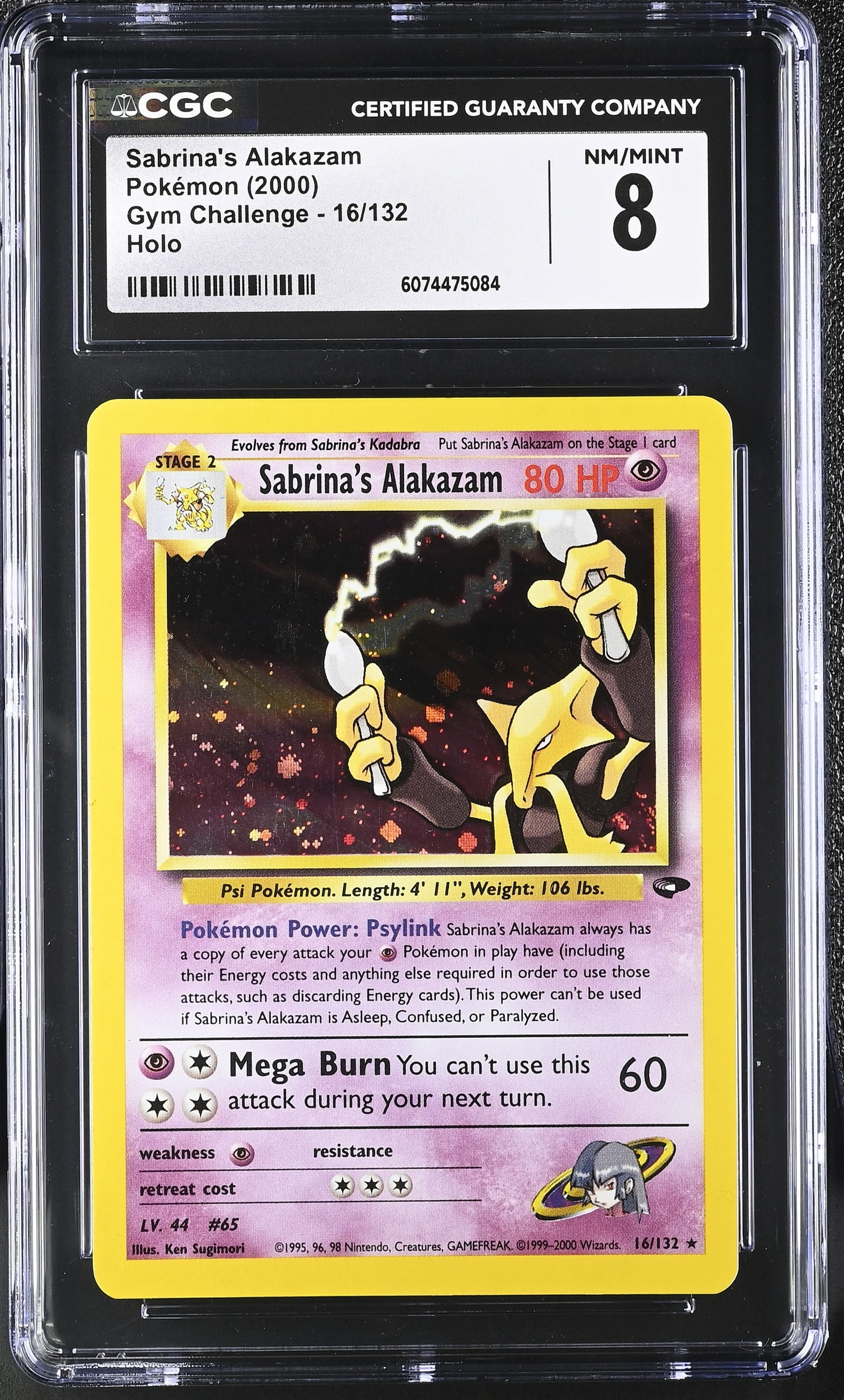2000 Gym Challenge #16/132 Sabrina's Alakazam CGC 8