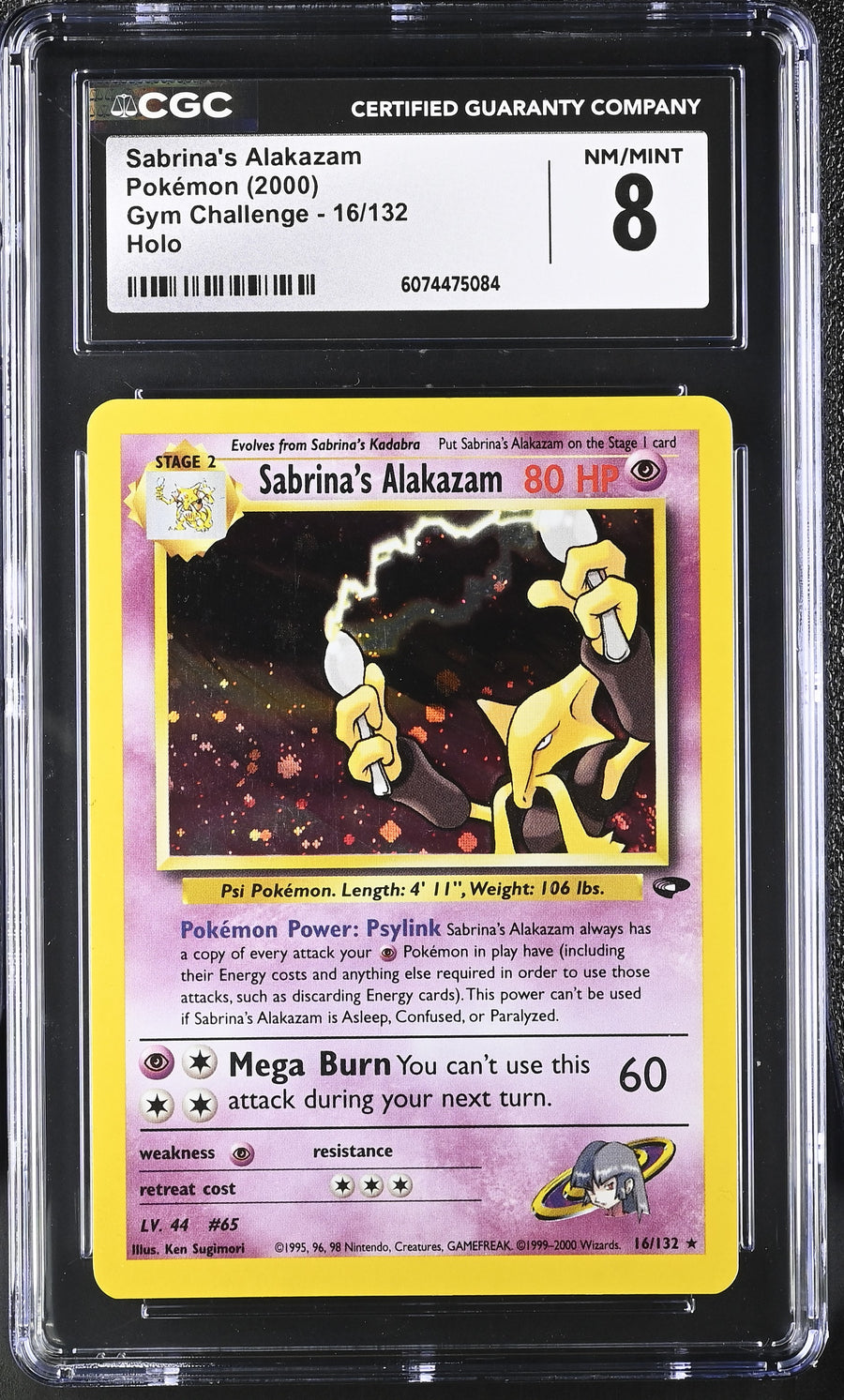 2000 Gym Challenge #16/132 Sabrina's Alakazam CGC 8