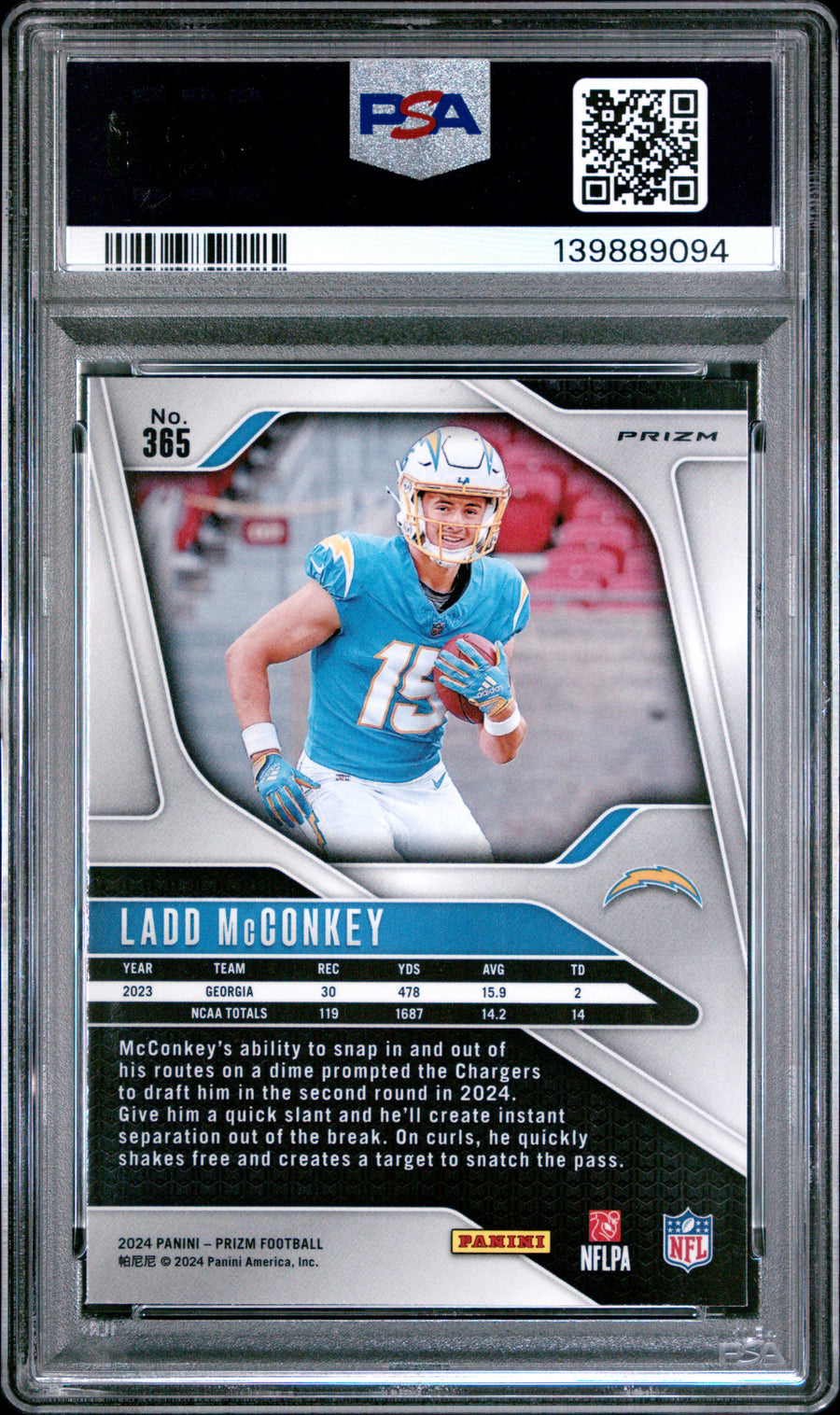 2024 Panini Prizm #365 Ladd Mcconkey Pink Wave PSA 8