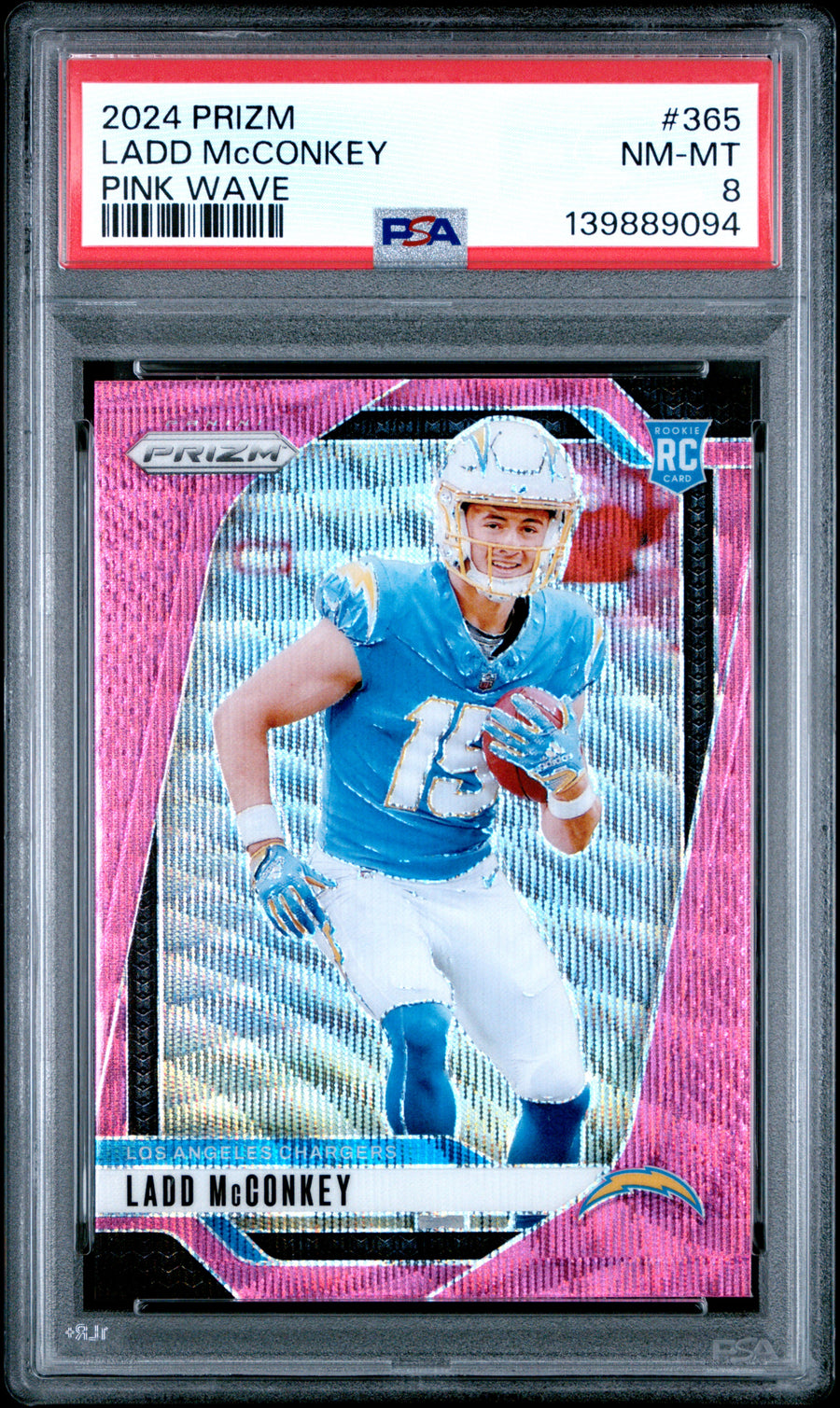 2024 Panini Prizm #365 Ladd Mcconkey Pink Wave PSA 8