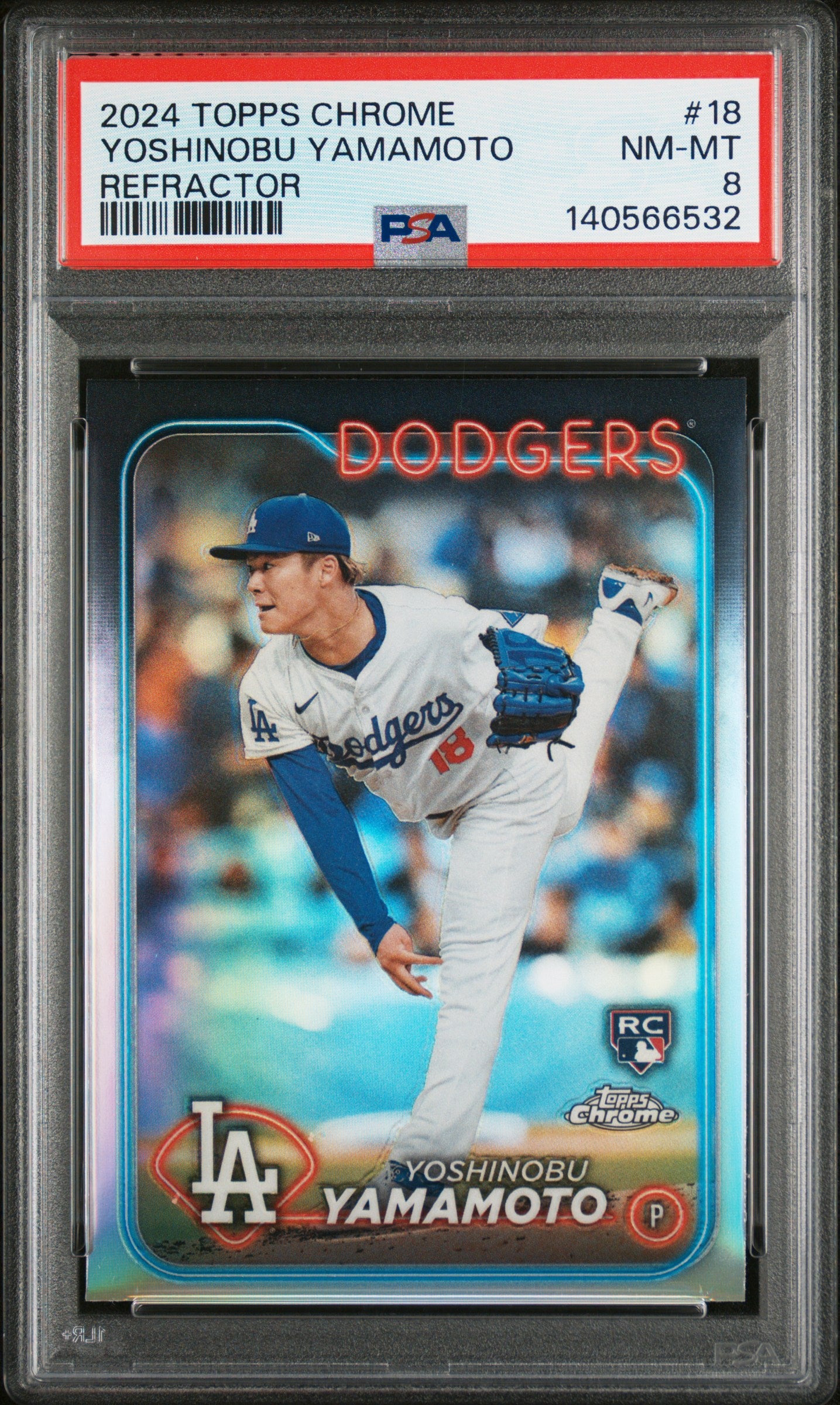 2024 Topps Chrome #18 Yoshinobu Yamamoto Refractor PSA 8
