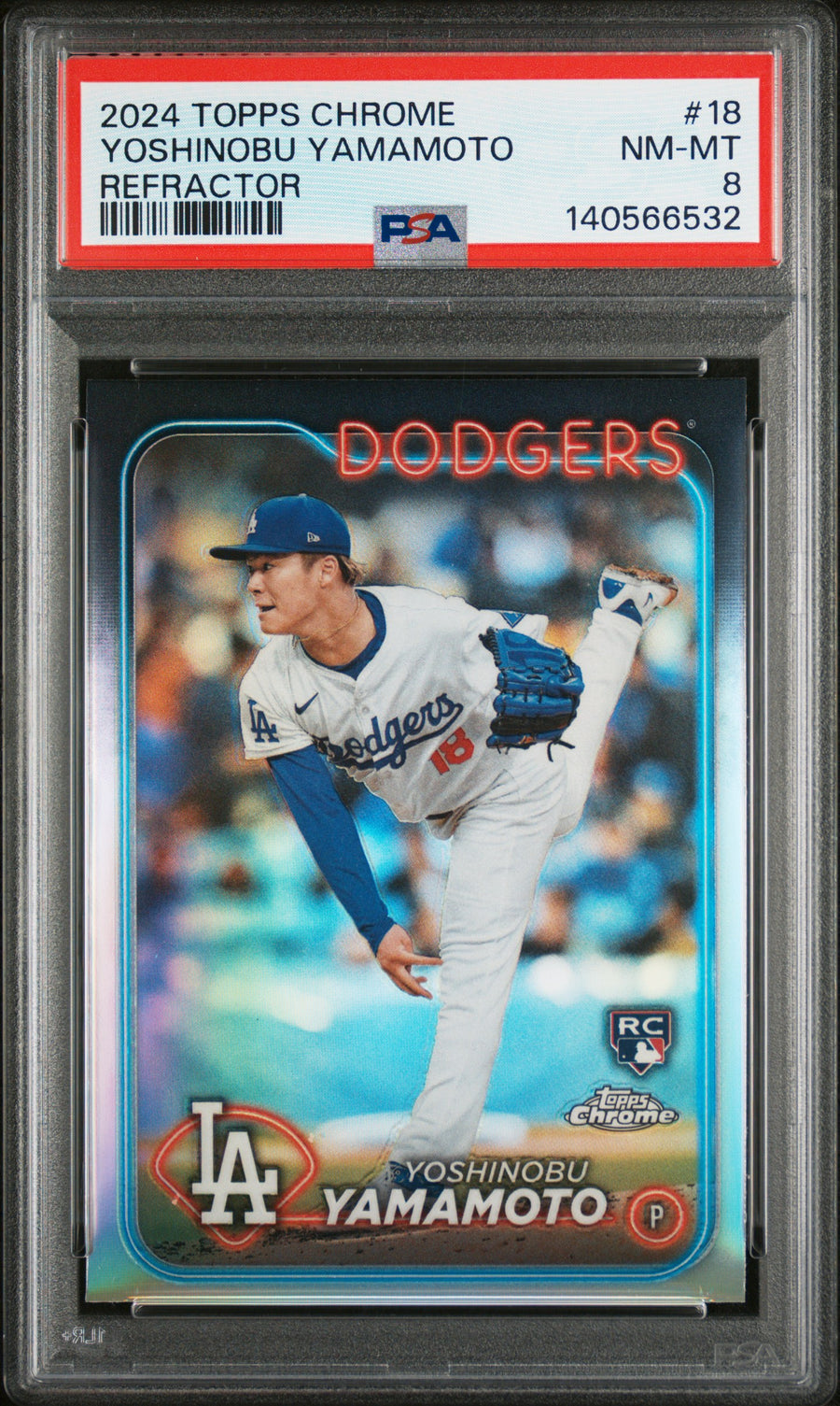 2024 Topps Chrome #18 Yoshinobu Yamamoto Refractor PSA 8