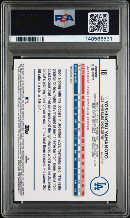 2024 Topps Chrome Logofractor Edition #18 Yoshinobu Yamamoto PSA 8