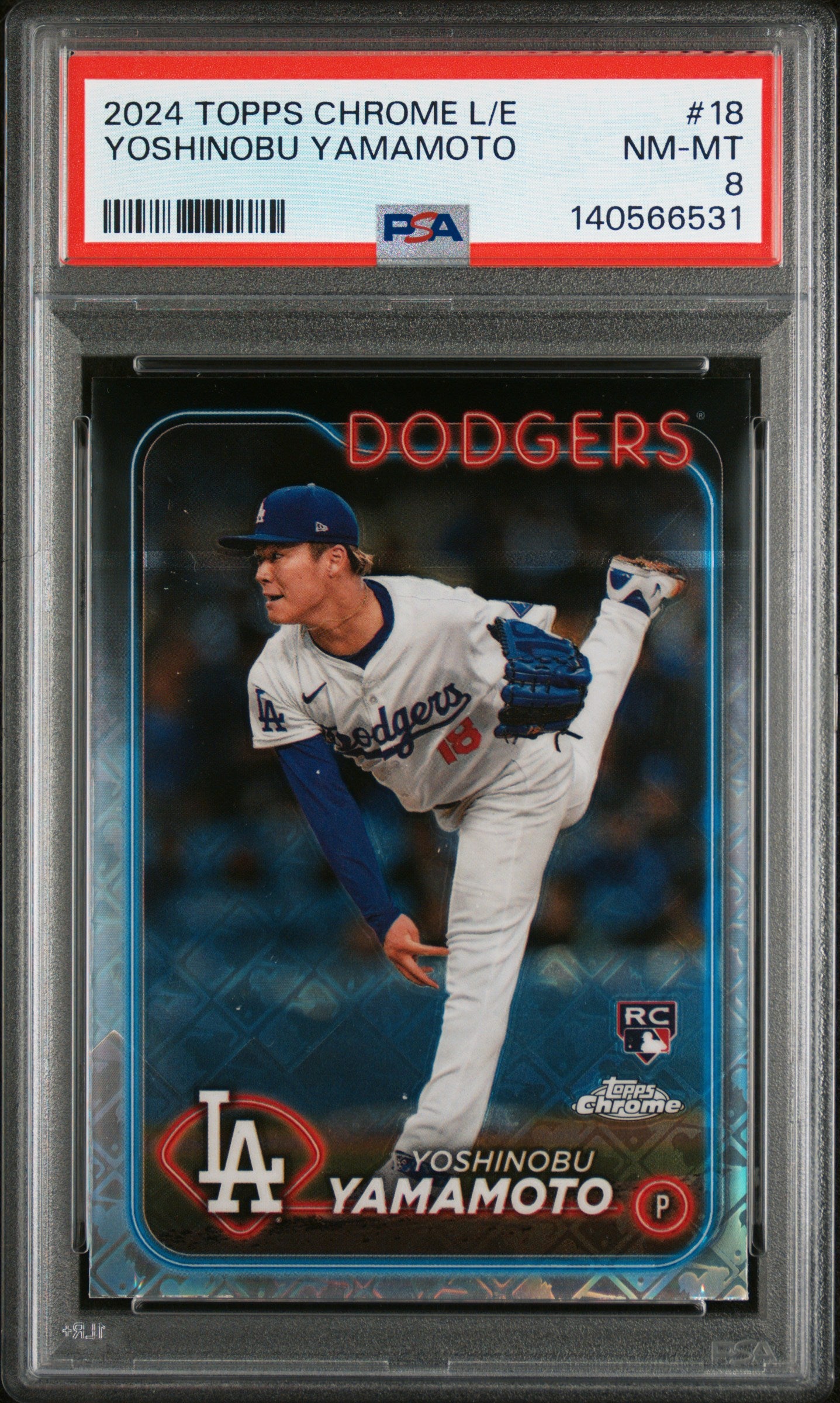 2024 Topps Chrome Logofractor Edition #18 Yoshinobu Yamamoto PSA 8