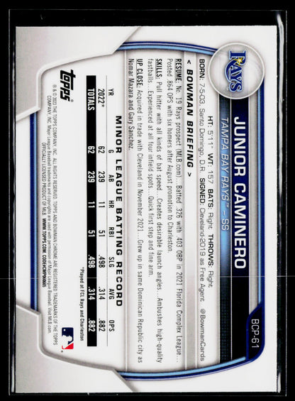 2023 Bowman #BCP-61 Junior Caminero Chrome Prospects