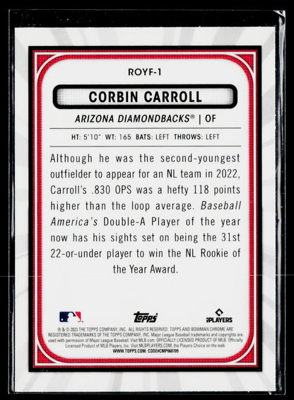 2023 Bowman #ROYF-1 Corbin Carroll Rookie of the Year Favorites