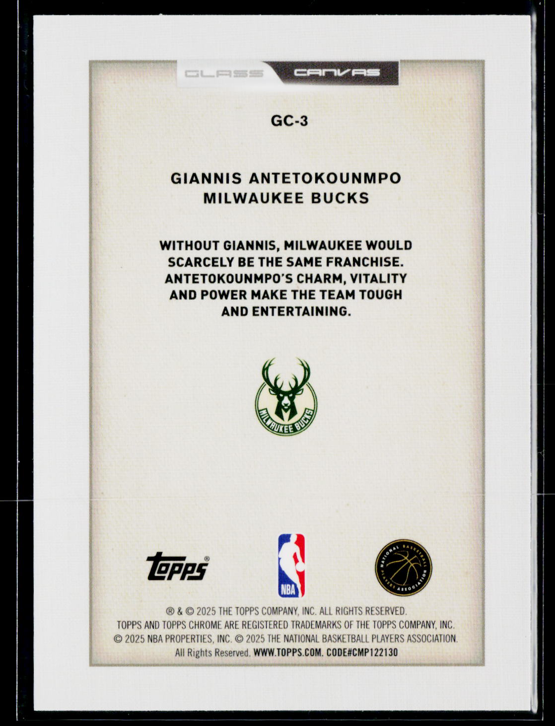 2025-26 Topps Chrome #GC-3 Giannis Antetokounmpo Glass Canvas