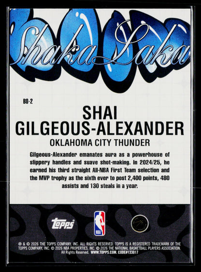 2025-26 Hoops #BO-2 Shai Gilgeous-Alexander Boom Shaka Laka