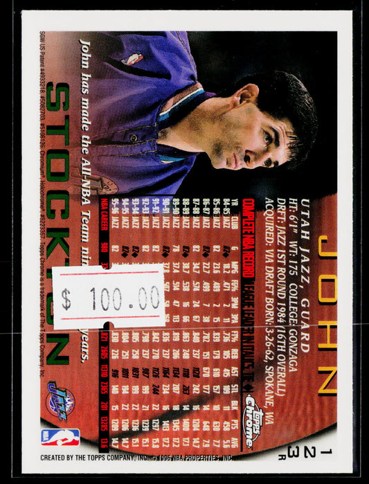 1996-97 Topps Chrome #123R John Stockton Refractors