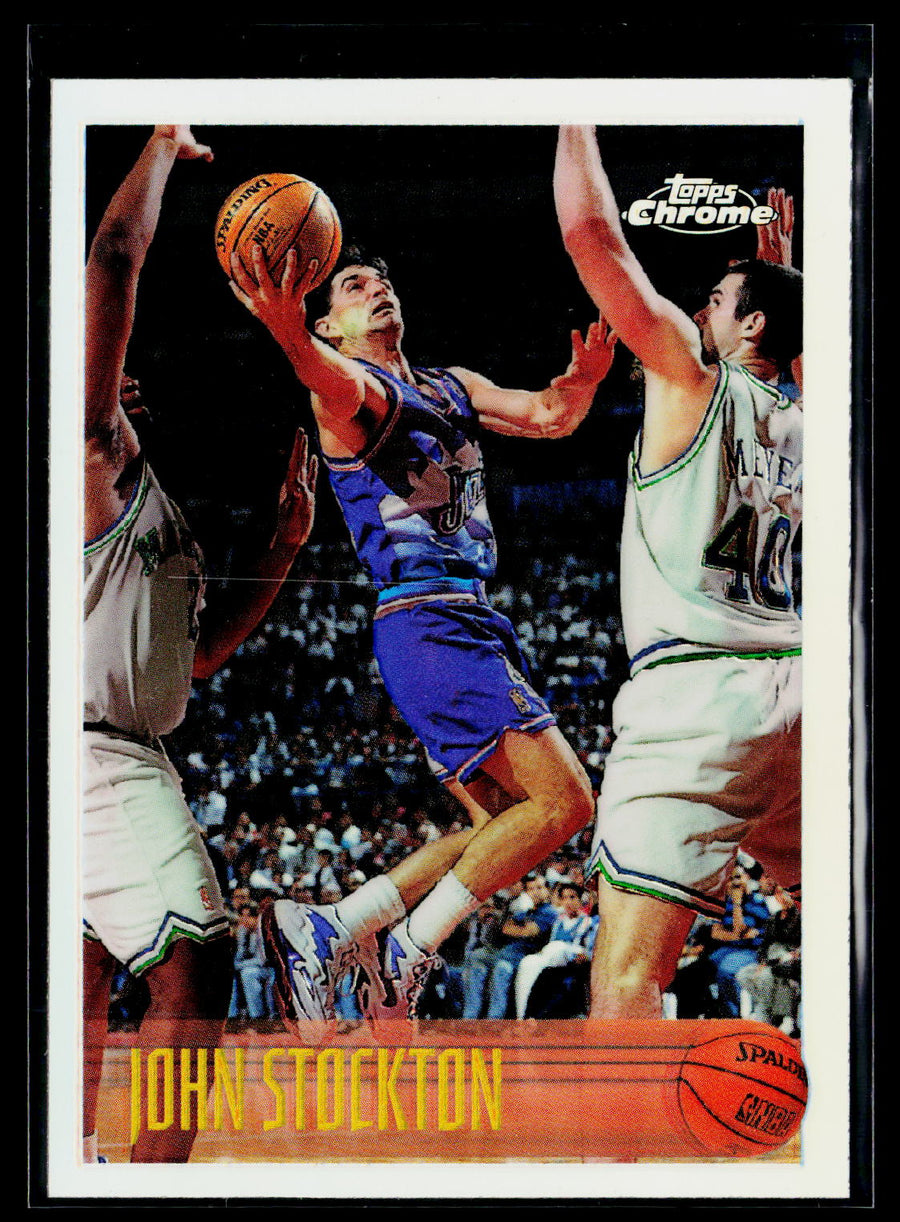 1996-97 Topps Chrome #123R John Stockton Refractors