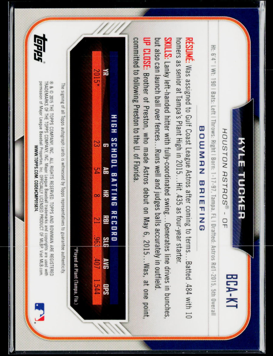 2015 Bowman Draft #BCA-KT Kyle Tucker Chrome Draft Pick Autographs