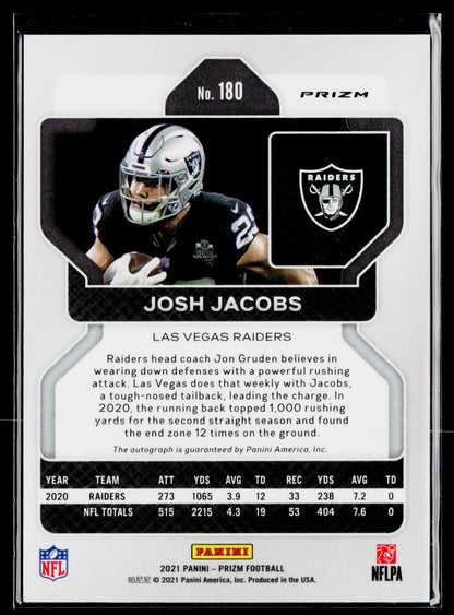 2021 Panini Prizm #180 Josh Jacobs Autograhph