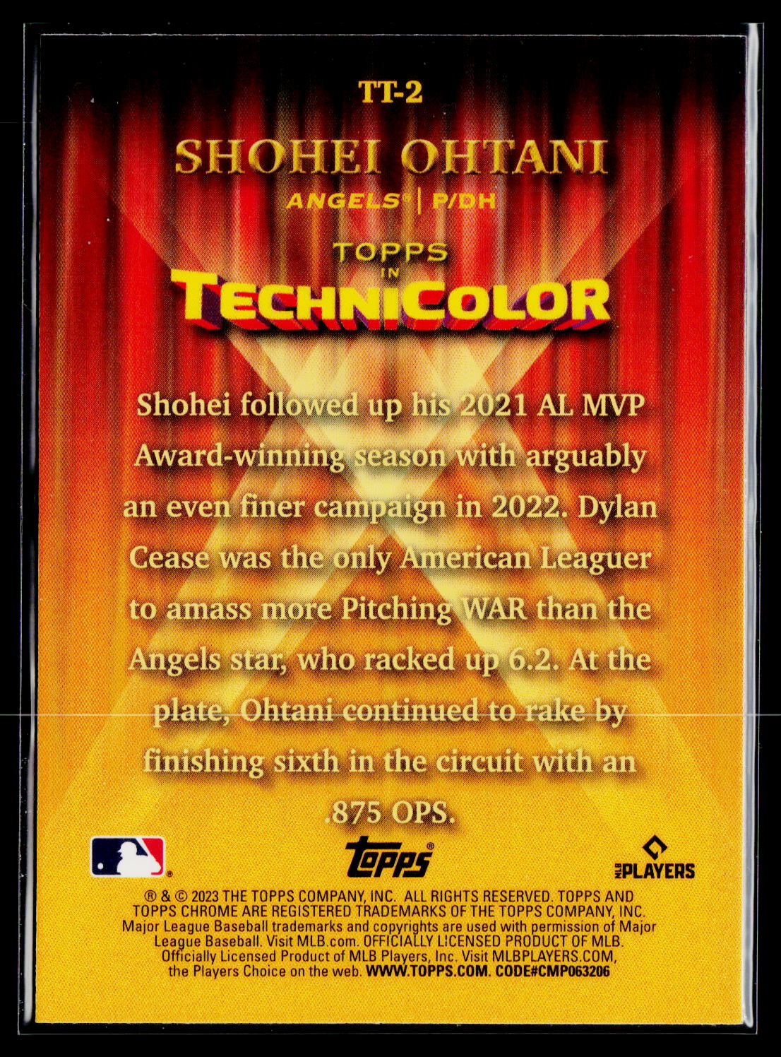 2023 Topps Chrome #TT-2 Shohei Ohtani Topps in Technicolor