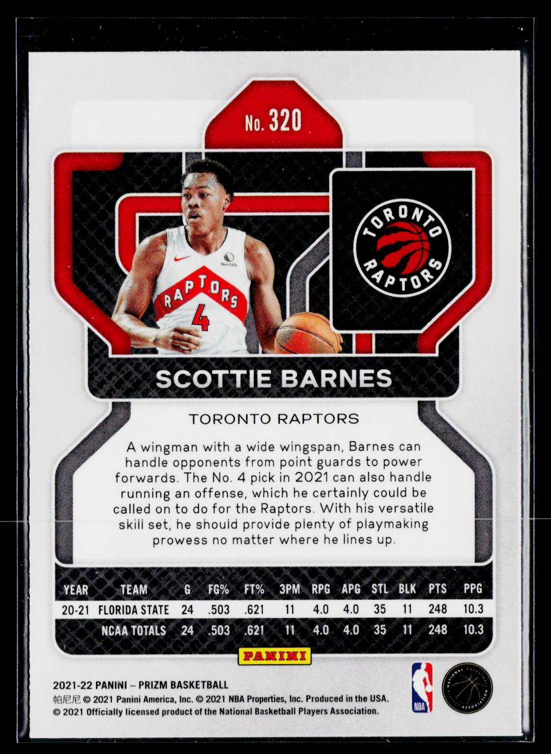 2021-22 Panini Prizm #320 Scottie Barnes