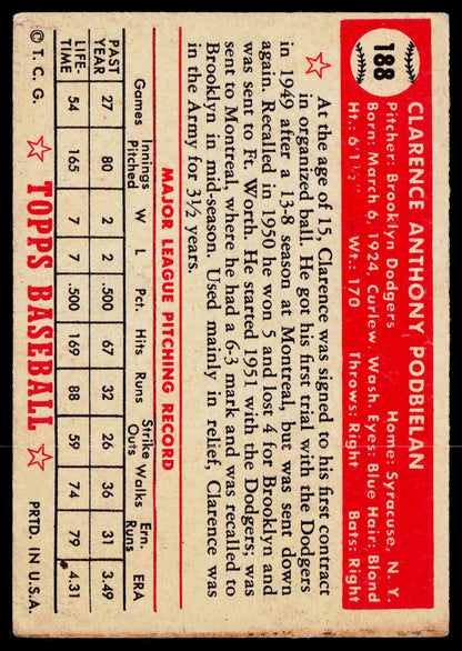1952 Topps #188 Clarence Podbielan