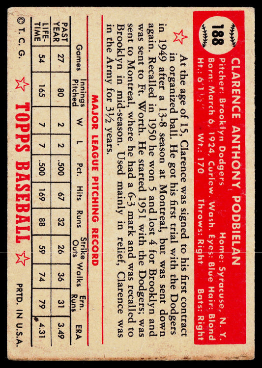 1952 Topps #188 Clarence Podbielan
