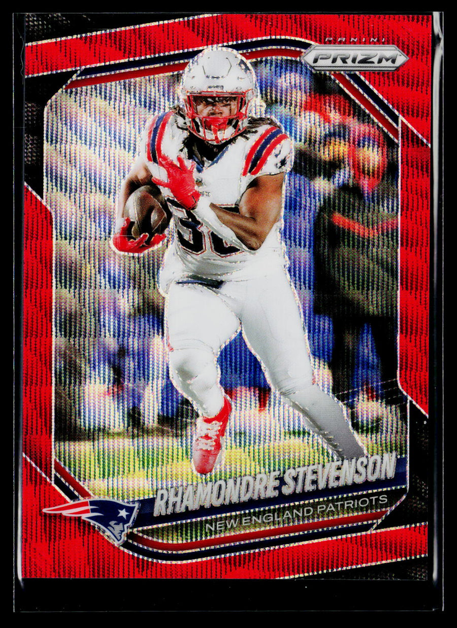 2025 Panini Prizm #84 Rhamondre Stevenson Red Wave #/149