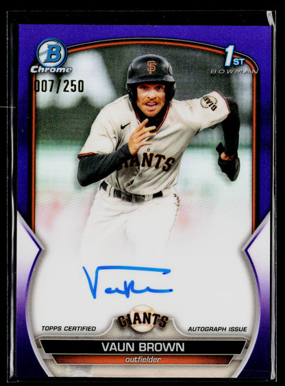 2023 Bowman CPA-VB Vaun Brown Chrome Prospect Autographs Refractors Blue /250